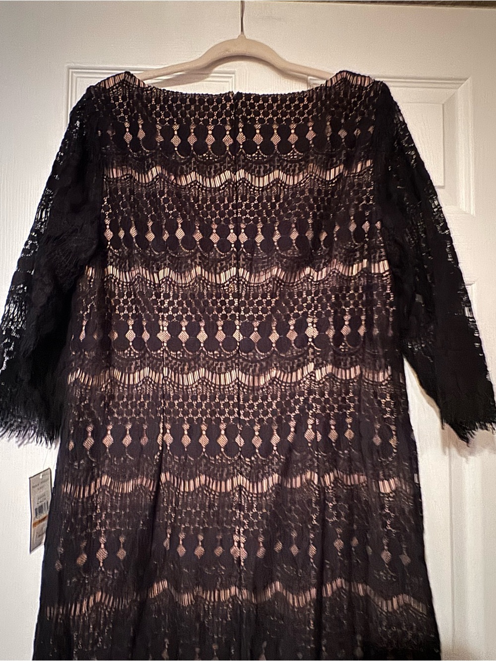 Jessica Howard Sz 16 W Black Lace Overlay Dress with Nude Lining - Picture 11 of 13